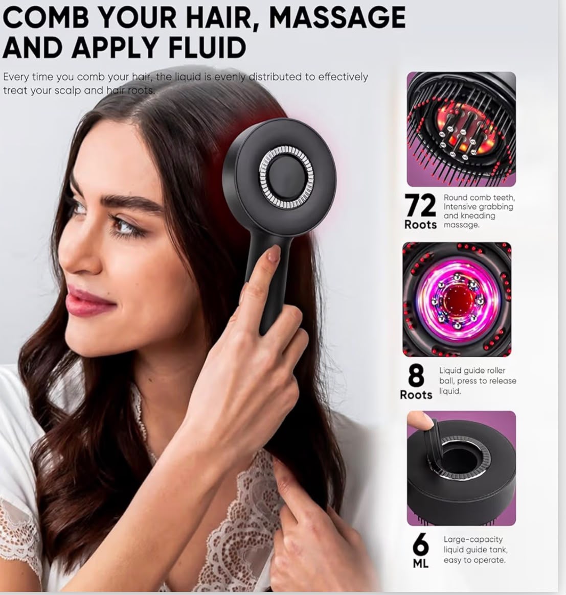 Premium Head Scalp Electric Massager Comb | Scalp Massaging Brush with 3 In 1 Hair Oil Applicator | IPX7 Water Resistant,Portable Deep Massager For Hair & Head Relaxation at Home | Shiatsu Massage for Hair Growth/Stress Relax (Multicolor) (Red)