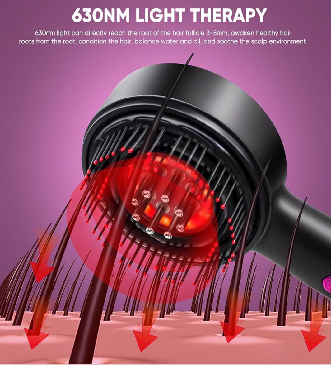 Premium Head Scalp Electric Massager Comb | Scalp Massaging Brush with 3 In 1 Hair Oil Applicator | IPX7 Water Resistant,Portable Deep Massager For Hair & Head Relaxation at Home | Shiatsu Massage for Hair Growth/Stress Relax (Multicolor) (Red)